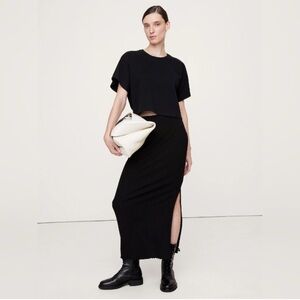 Banana Republic Wide Ribbed Knit Maxi Skirt - Black
